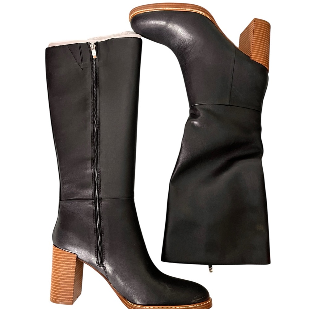 Marc Fisher Gabey 3 Black  Leather Heeled Boots Size 11 NWOT